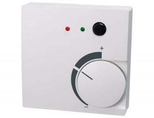 RF6/P - Датчик комнатной температуры с потенциометром, кнопочным выключателем и двумя светодиодными индикаторами, для открытой установки